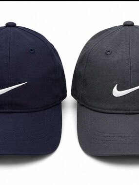 Nike Boys AdjustableSwoosh Baseball Cap - Navy and Charcoal.        GUC